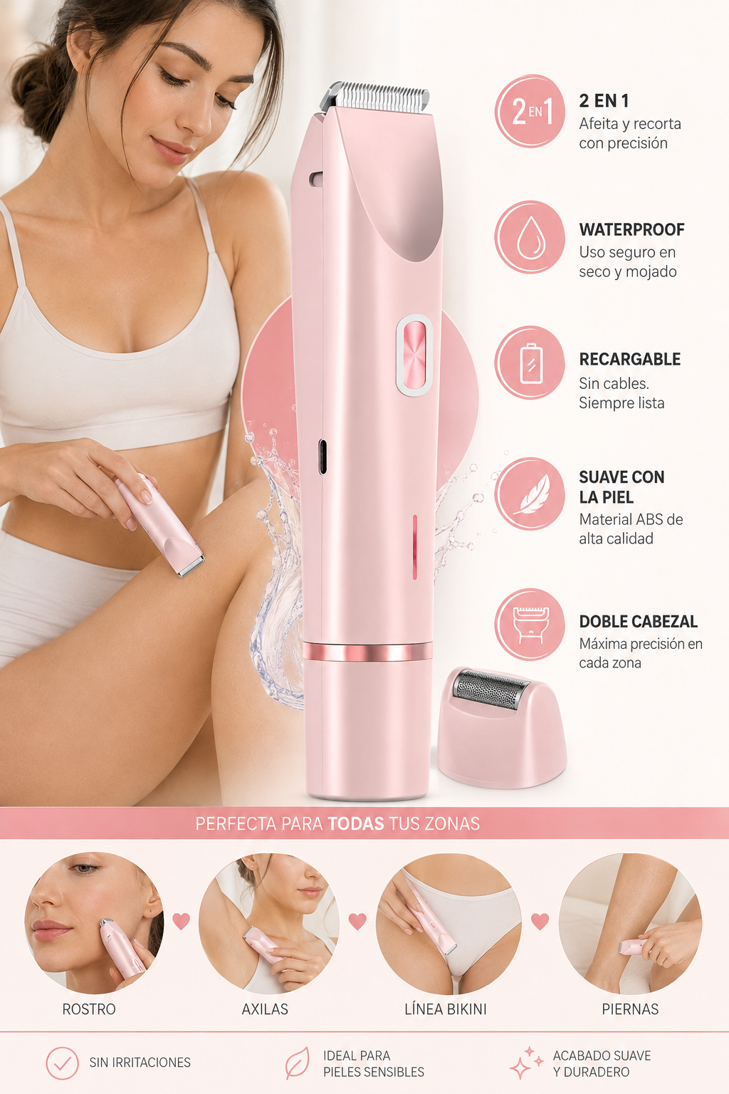Depiladora eléctrica de vello para mujer